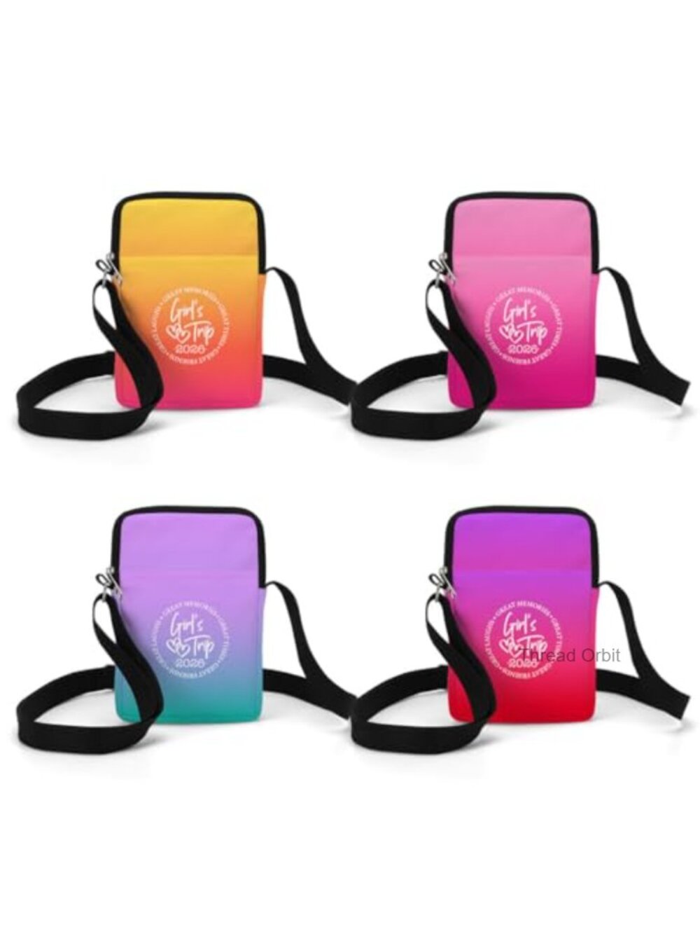 Canvas Crossbody Bag Set 4 Pcs Adjustable Strap Water Resistant Travel Purse